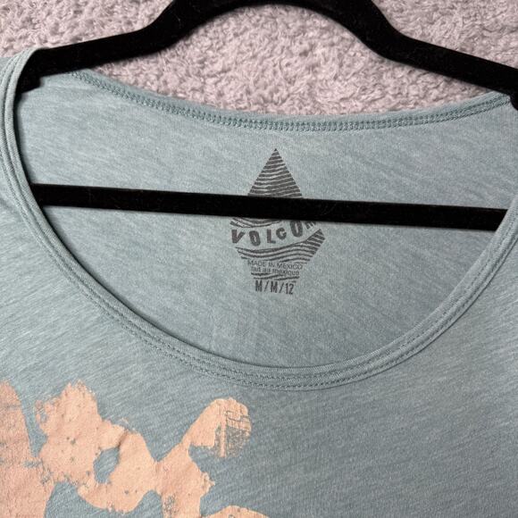 Volcom T Shirt Womens Medium Green Scoop Neck Short Sleeve - Picture 6 of 11